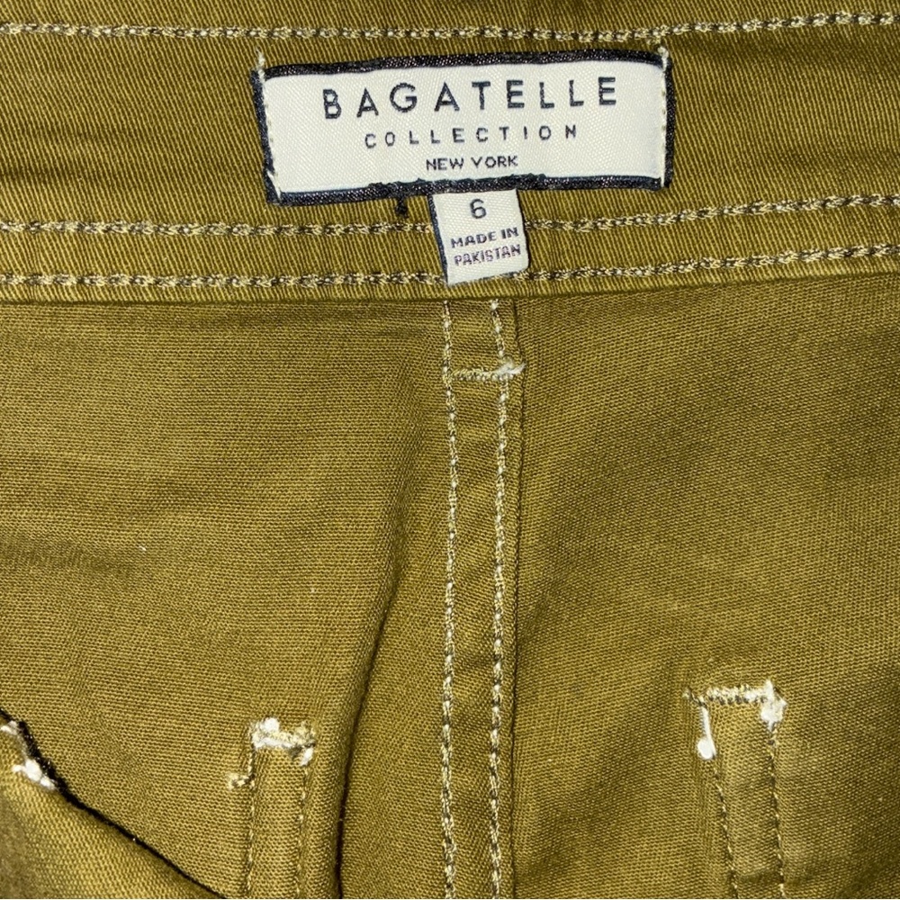 Bagatelle Collection Stitch Wide Leg Pants Cotton Spandex Olive Green Size 6 - Picture 2 of 9